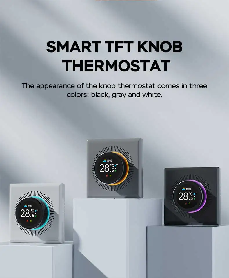 Modern 5A Smart TFT Knob WiFi Thermostat TUYA App Compatible with Alexa Google Assistant Seven Color Water Heating/Gas Boiler