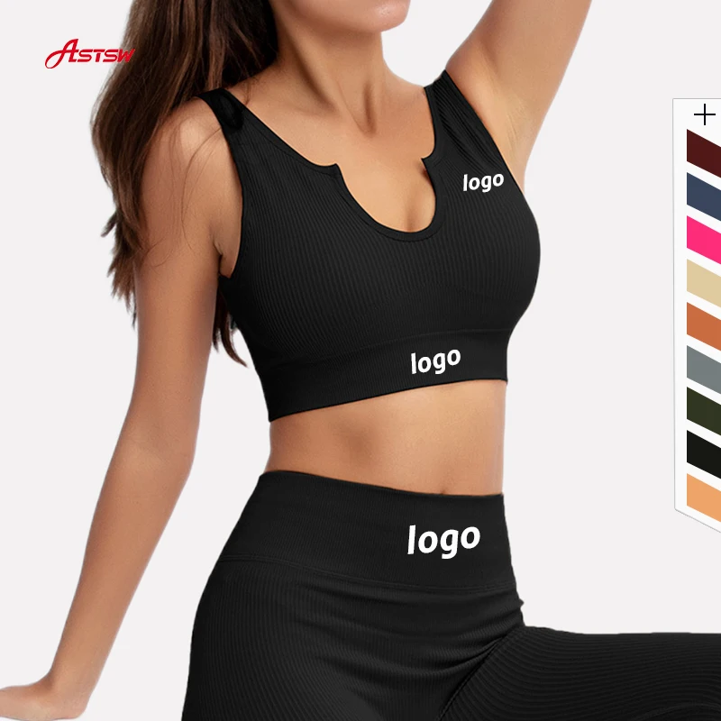 Workout Exercise Outfits Gym Clothes Women 2 Piece Ribbed Seamless Yoga Set Sports Bra Crop Tank High Waist Yoga Leggings Set