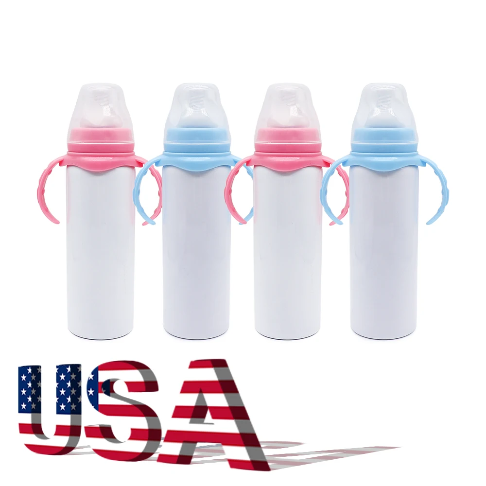Factory Price Food Grade BPA free with handle and nipple sublimation baby sipper bottle sippy cups for toddlers