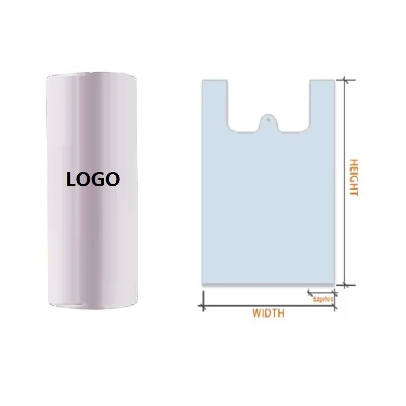 High Quality Plastic T-Shirt Bags for Food Cake Packaging for Fresh Fruits & Vegetables with Sealing Handle Roll Packaging