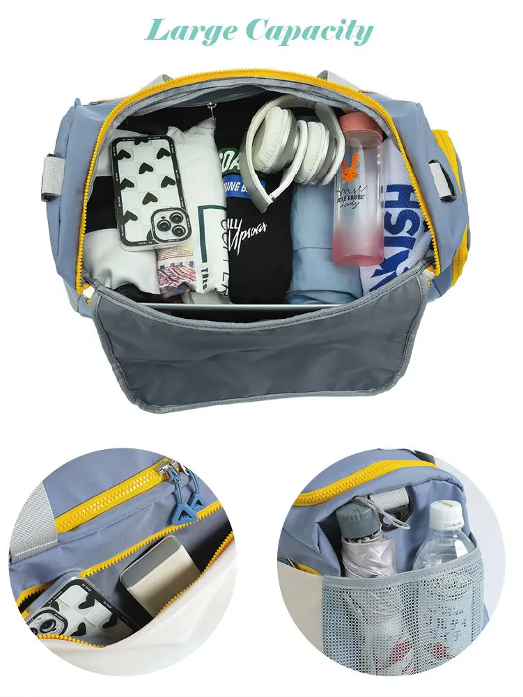 Custom Logo Women Men Workout Tote Sports Nylon Gym Personalized Travel Duffel Bag With Wet Pocket Shoes Fitness Yoga Bags