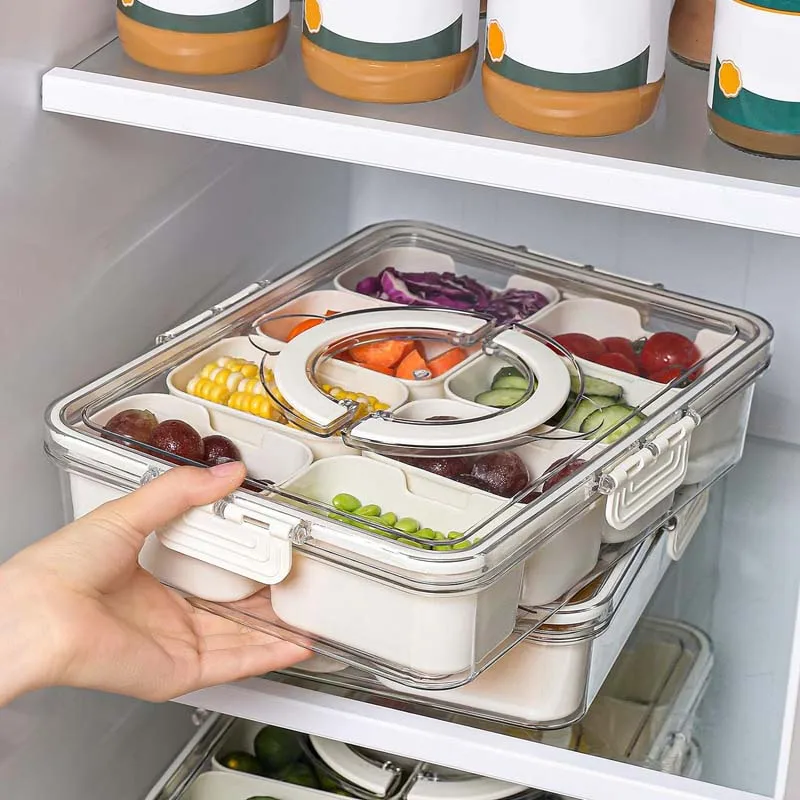 Bestselling 8 Compartment Snack Box Container Divided Serving Tray with Lid and Handle