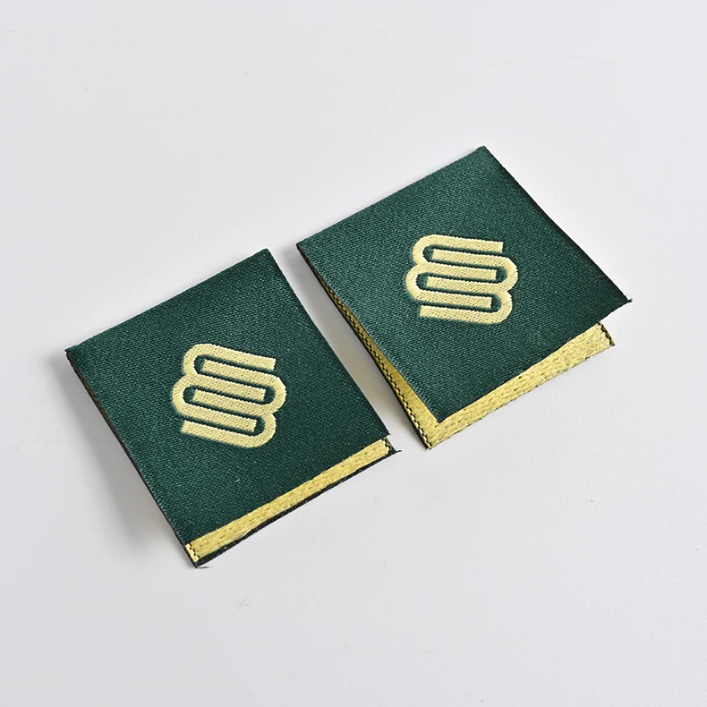 high definition Custom hem label for sleeve,loop fold woven hem tag for sleeve