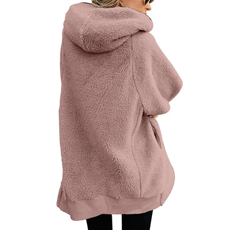 Lamb velvet hooded women long winter jacket 2021 autumn and winter new plus size 5XL warm outwear coat female