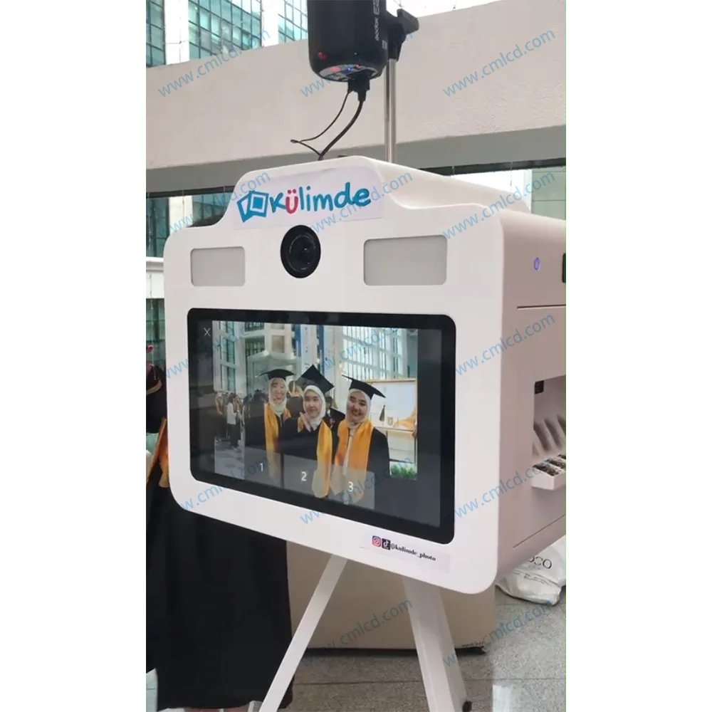 2025 Tripod Magic Print Photo Booth With 21.5 Inch Touch Screen Camera Printer Digital Oval Retro Selfie Vintage Photobooth