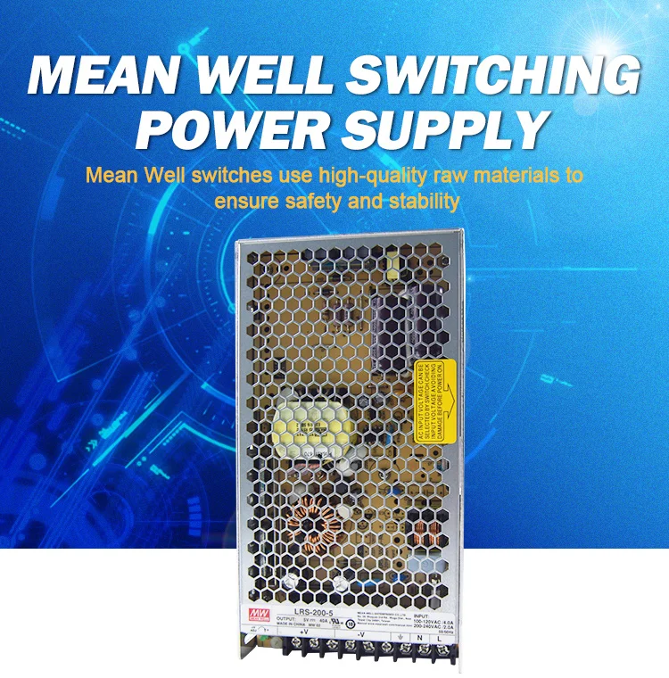 Meanwell LRS-200-5 200W 5V 40A Single Output Switching Power Supply for Led Lighting