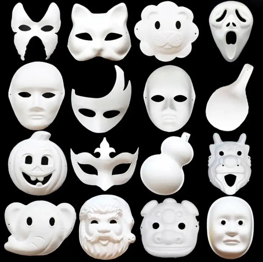 Paintable Paper Mask White Pulp Blank Craft Masks Masquerade Halloween Party Decor for Women Men and Kid