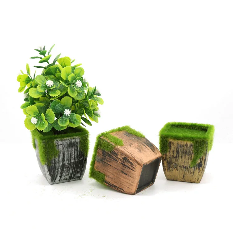 Маленький квадратный горшок для растений дизайнерский натуральный Искусственный Горшок бонсай на открытом воздухе