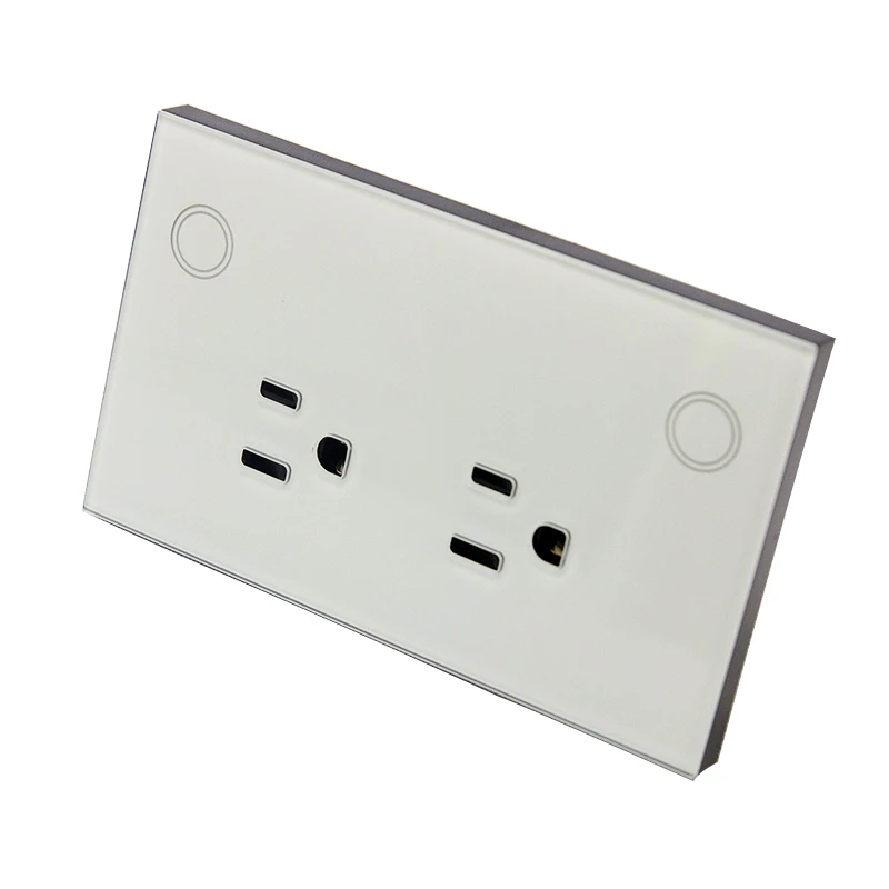 
Zigbee Wall Switch Socket US Type 13A Tempered Glass Panel Touch Switch Socket Wall Outlet Smart Wifi Socket Smart Life 