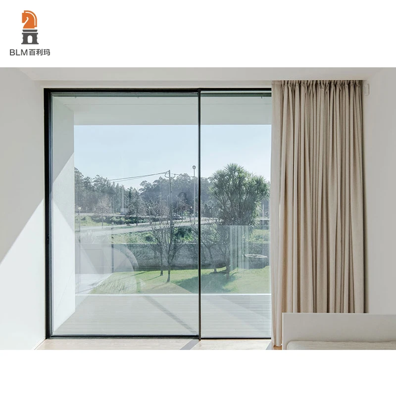 High-Track Modern Double Glazed Black Sliding Door Waterpoof Exterior Aluminum Alloy Finished Surface Villas Direct Manufacturer