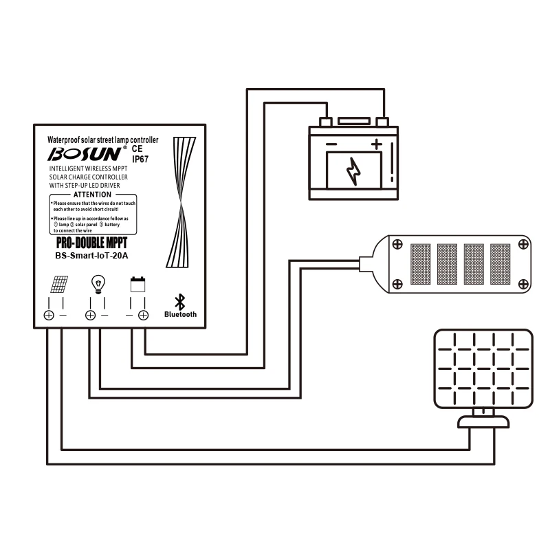 Lap 12V 24V 20A solar charge controller with LED driver for solar street light  Lithium battery