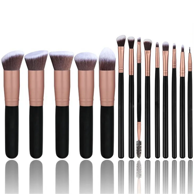 
hot selling 14pcs rose gold makeup brush set ready stock on amazon aliexpress kabuki makeup brushes set wholesale 