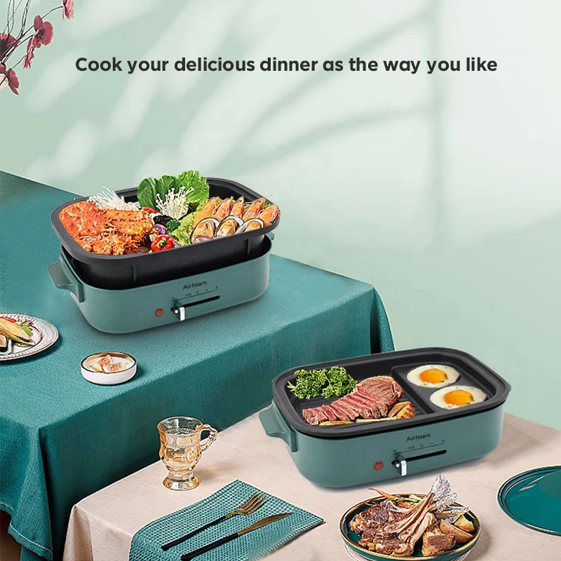 All in one kitchen appliance, electric cooker grill with multifunction and overheat protection