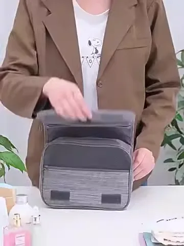 Makeup Bag Logo Custom Organizer Foldable Cosmetic Wash Kit Travel Toiletry Bag Hanging Roll-up