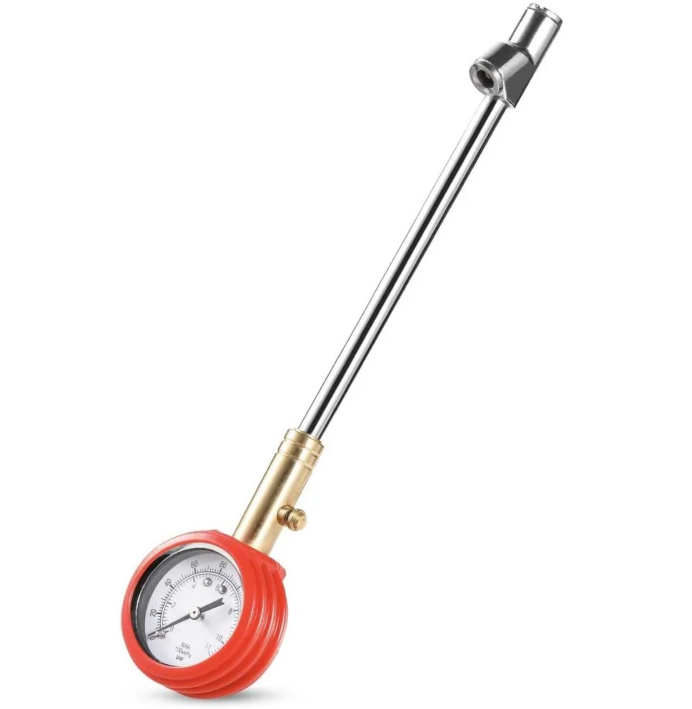 Straight on Foot Dual Head Truck Air Gage Accurate Mechanical Tire Pressure Gauge For Car Motorcycle Bike