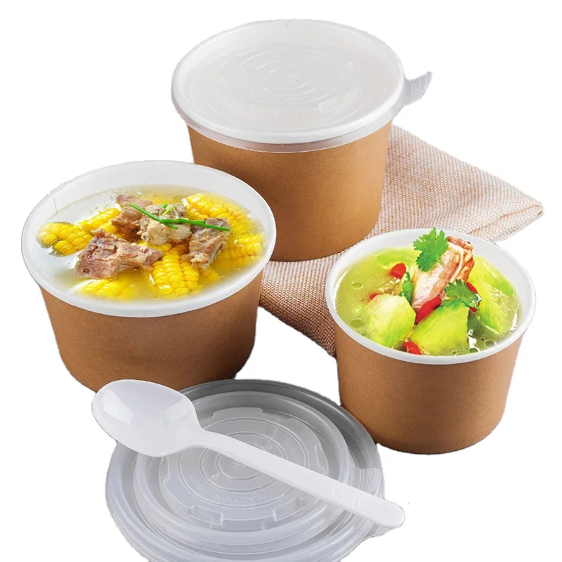36oz 1100 ml salad bowls with lids disposable kraft paper salad bowl for take away