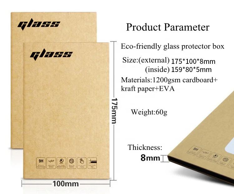 Factory Directly Ready To Ship Eco Friendly Smart Mobile Phone Tempered Glass Screen Protector Box