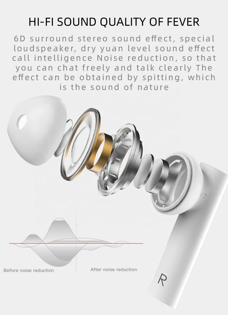 M6 PLUS wireless earbuds TWS Earphones Wireless Music Headphones Temperature Detect