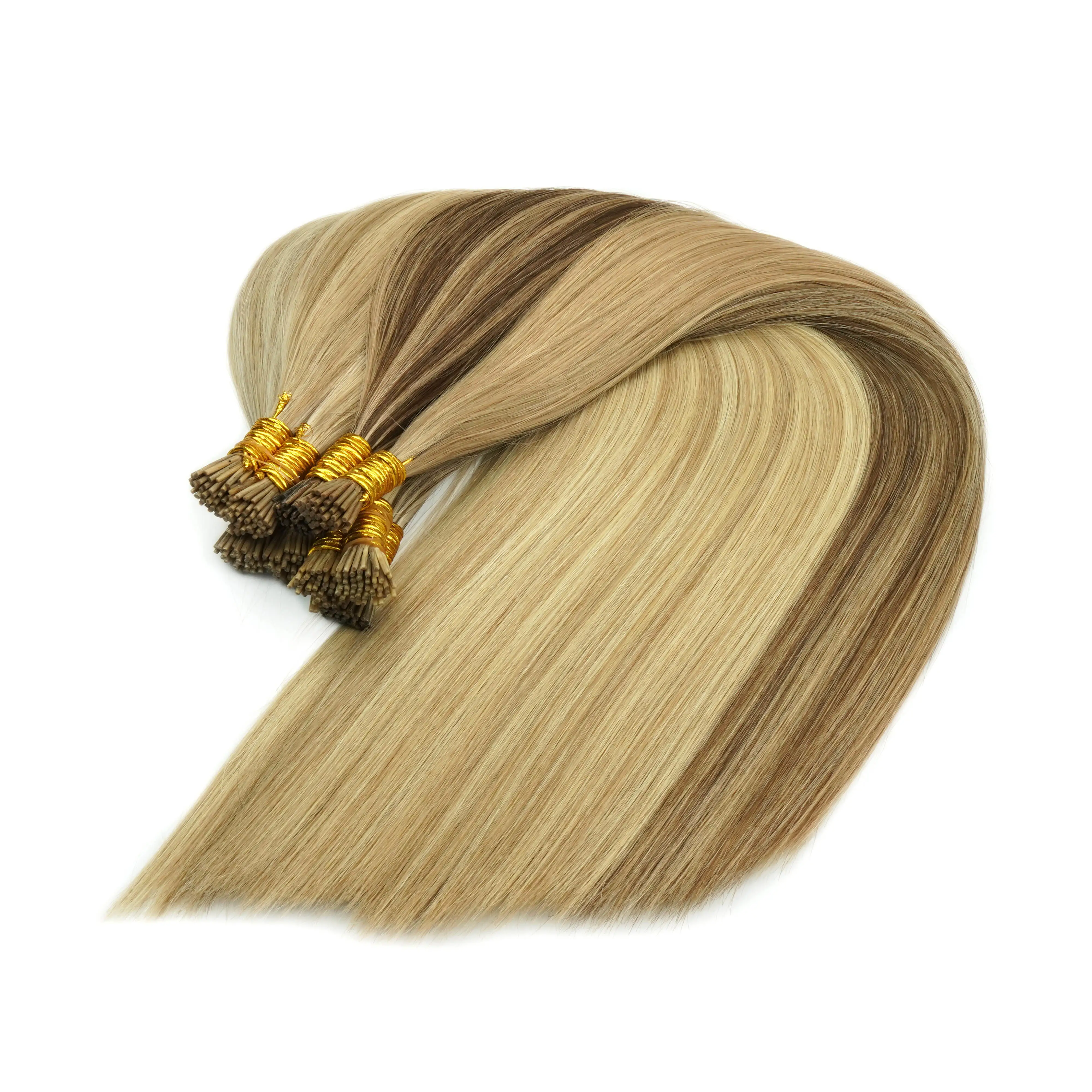 Raw Intact I Tip Hair Extensions Wholesale Double Drawn Italian Keratin Prebonded Virgin Human Hair