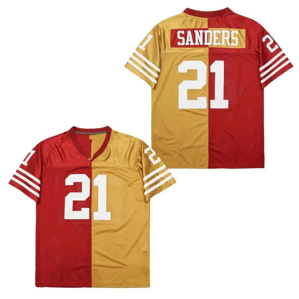 Throwback Split Edition 80 Jerry Rice 8 Steve Young 16 Joe Montana 42 Ronnie Lott 21 Deion Sanders Vintage Football Jersey