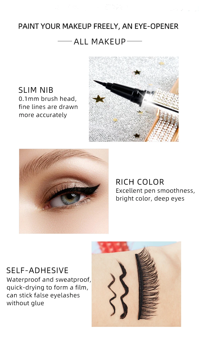 No Logo Private Label Eyeliners  Lashglue Glue Pen Eyeliner Magnetic Eyelashes With Eyeliner Good Feeling