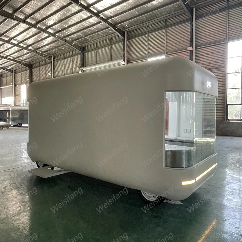 High Quality Square Shape With Full Stainless Steel Kitchen Equipment Food Truck Milk Tea Coffee Mobile Street Food Trailer