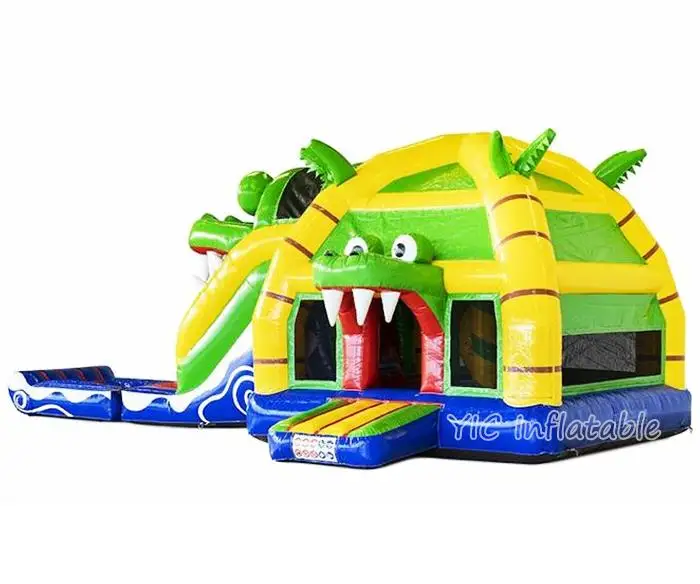 Commercial-Grade Inflatable  bounce house  Crocodile   Water Slide with Integrated Pool for Sale