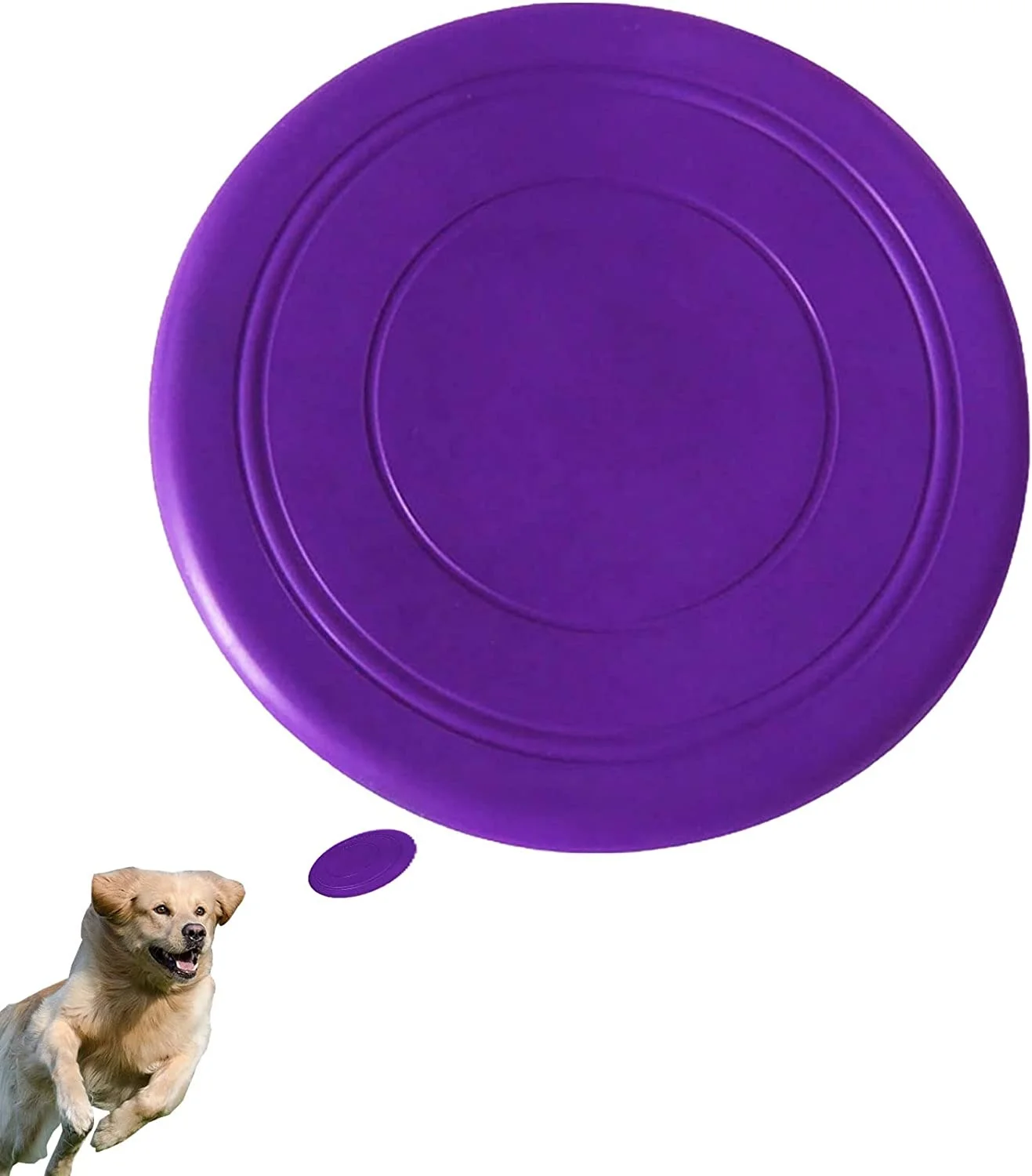 Durable Rubber Flying Disc Lightweight Frisby Dog Toy for Aggressive Play Pets Interactive Flying Disc Toy