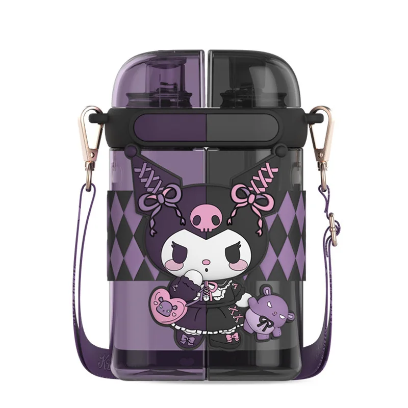 Yubon new sanrioed anime water cup kawaii melody cinnamoroll Double Drink with straw Portable Square Large Capacity Water Bottle