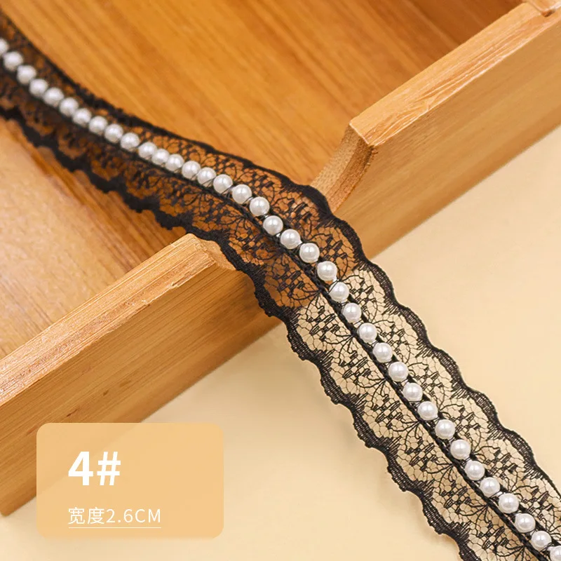 2024 Wholesale Pearl Lace Ribbon Fabric trims Beaded Lace Trim For Clothes Dress Decoration