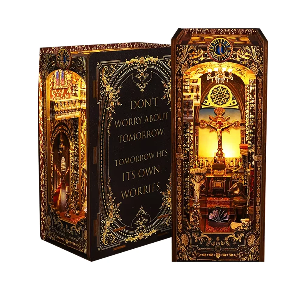 Новый завет церковная книга кукольный домик 3d деревянная головоломка подставка для книг набор миниатюрного дома поделки из дерева