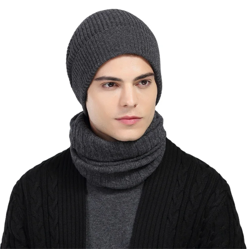 100% merino wool knitted winter beanie wool hats custom for men