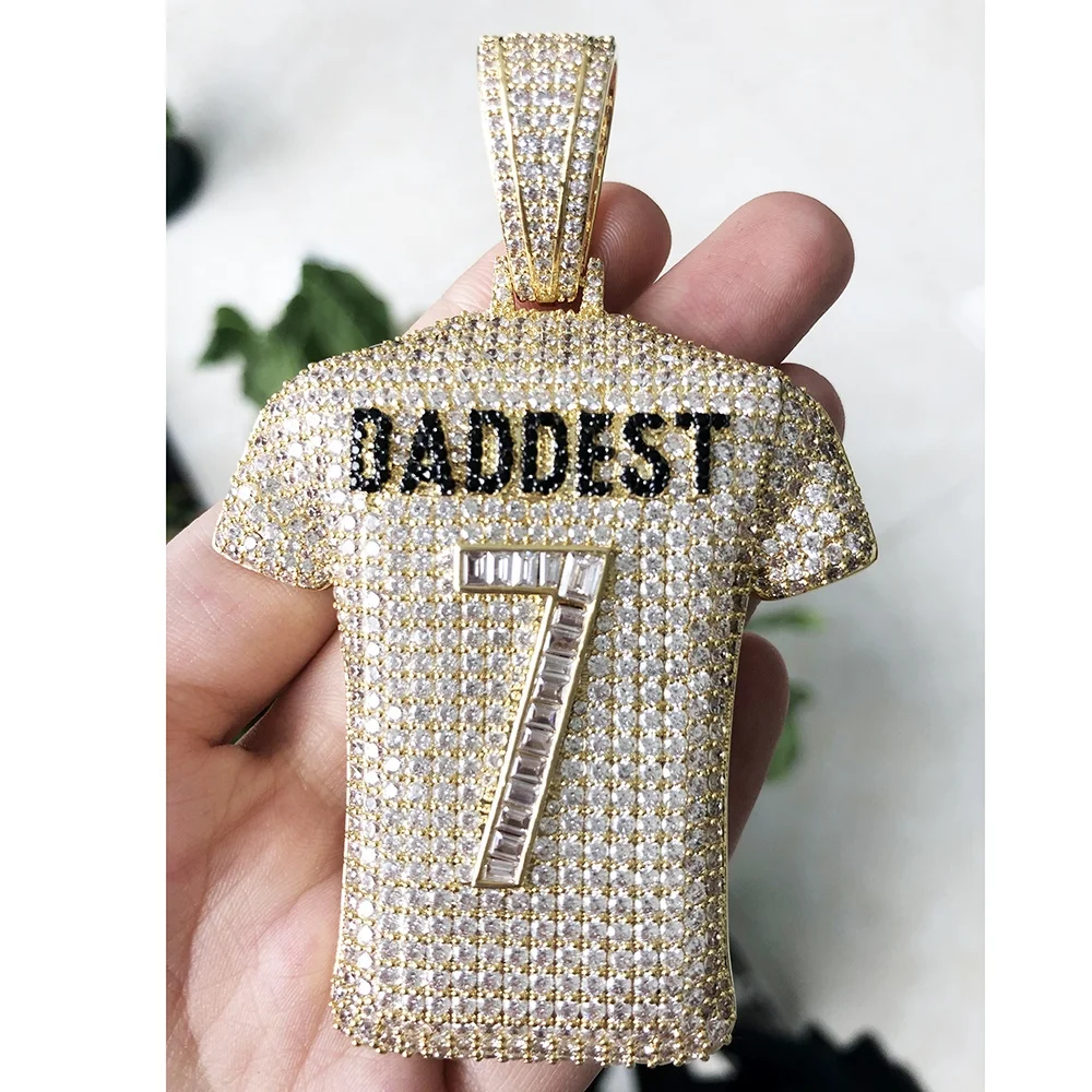 Хип-хоп со льдом 3A, чешские тонко выполненные 7 daddest Джерси футболка кулон