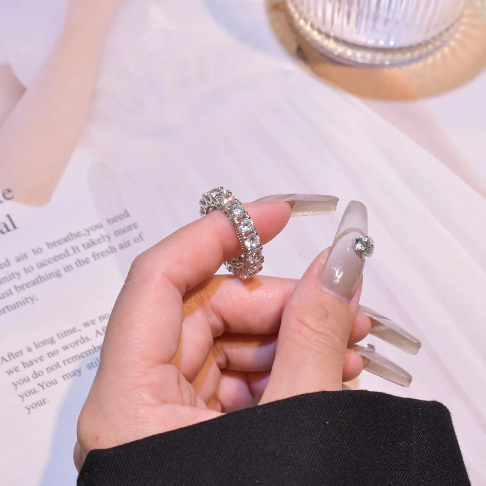 Hot Selling Full Diamond 925 Sterling Silver Ring Fashion Wholesale Jewelry