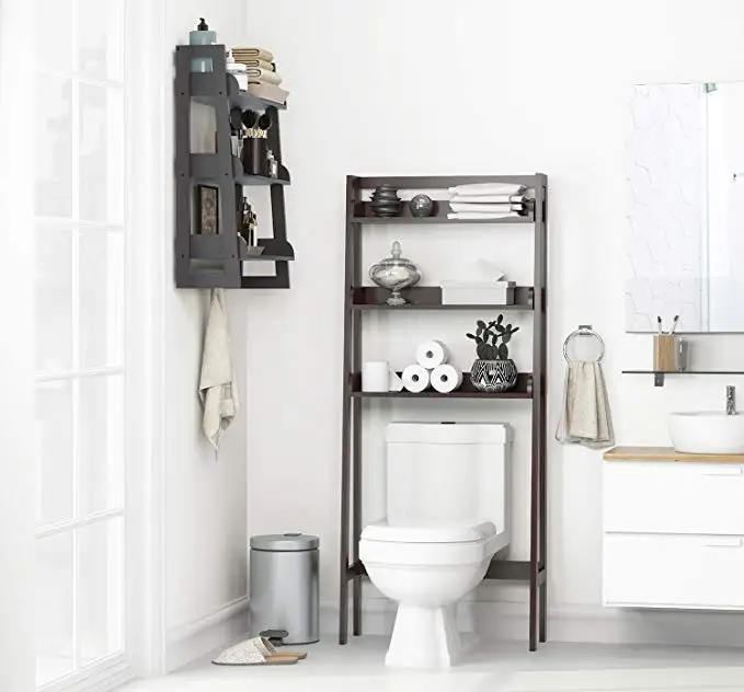 3-Tier Shelf Organizer Adjustable Bathroom Space Saver Bottom Bar Over The Toilet Storage Rack