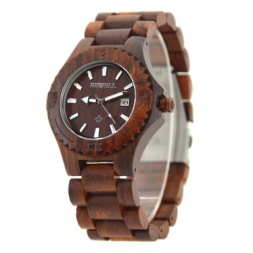 China Watch Factory Direct Price BEWELL Wooden Wrist Watch Fast Shipping Custom Logo Wood Luxury Watches Men Wrist