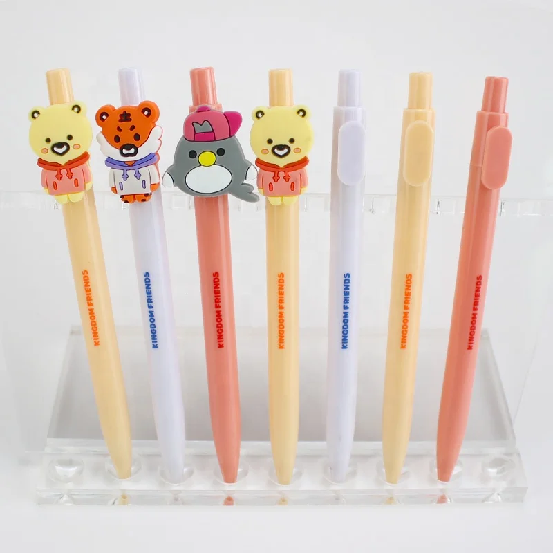 A variety of cute cartoon hook decorations can be customized for press ballpoint pens