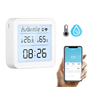 XZX Remotely Control Ir Devices Wifi Smart Temperature and Humidity Sensor Thermometer Electronic Lcd Display Alexa Google Home