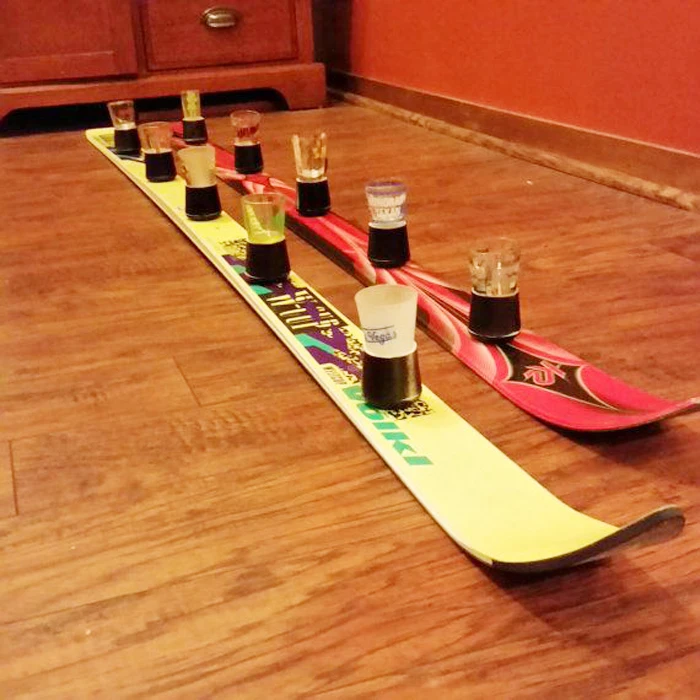 Shot Ski Bar Tool Set Custom Bottoms Up Painted Fraternity Gifts Ski Wedding