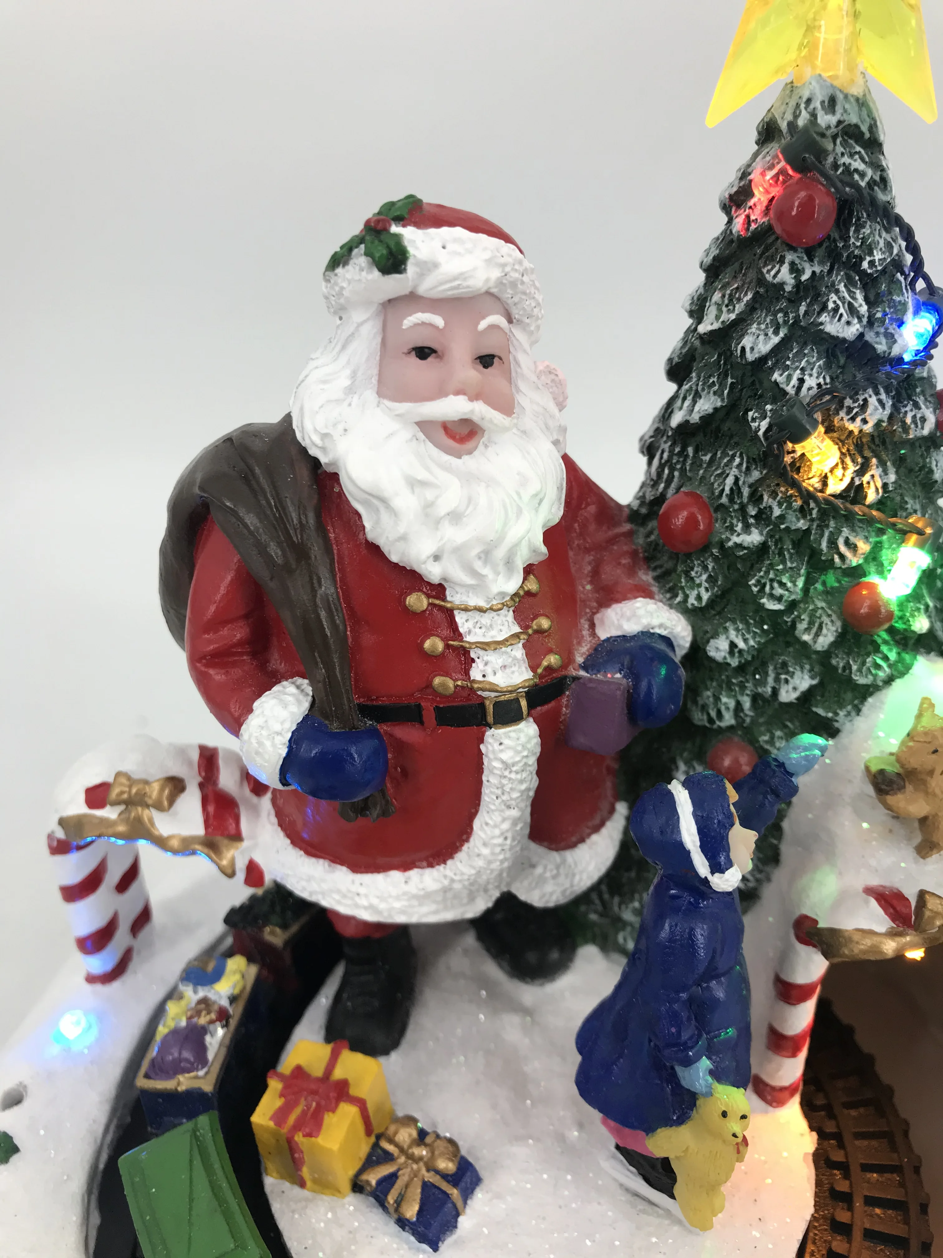 Santa Claus Holiday Turning LED light Christmas music box