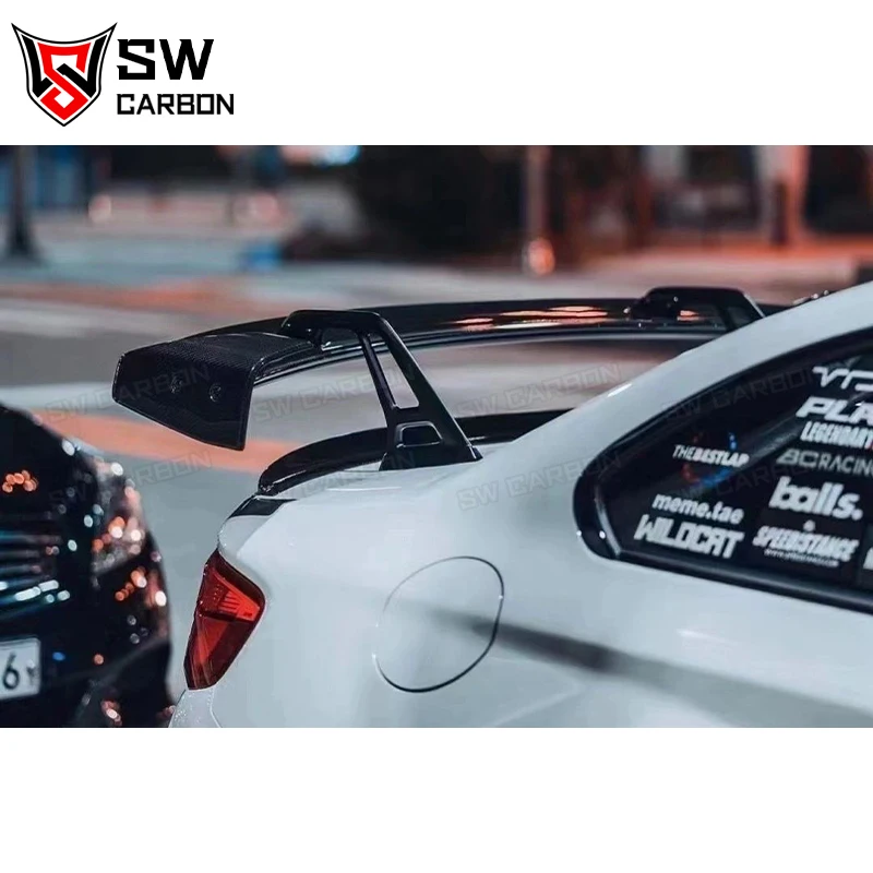 Carbon Fiber AD Style Swan Neck Wing for BMW F87 M2 Coupe Rear Trunk Spoiler Lip Guide Wing Lip Rear Wing