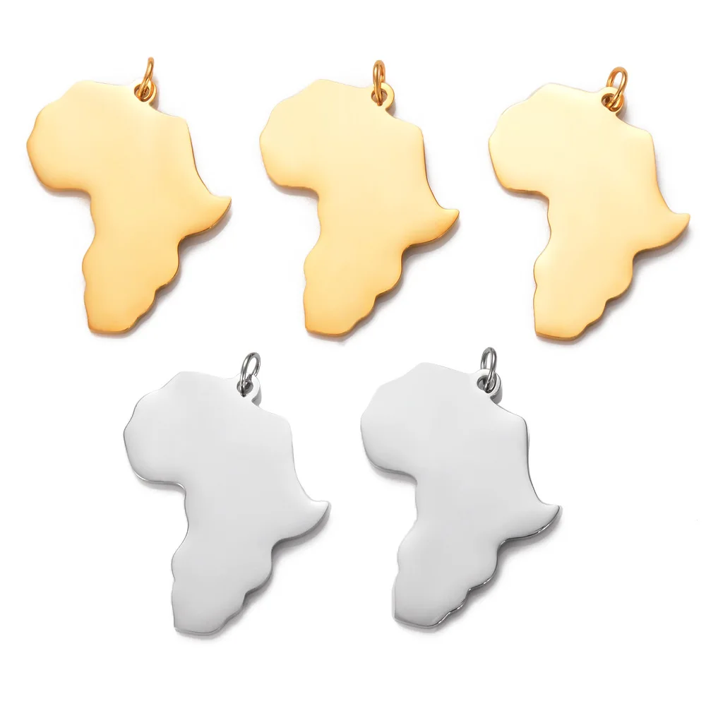 High Quality Custom Design LOGO 18K Gold Plated Stainless Steel African Map Jewelry High Polish Charm Africa Jewelry Making