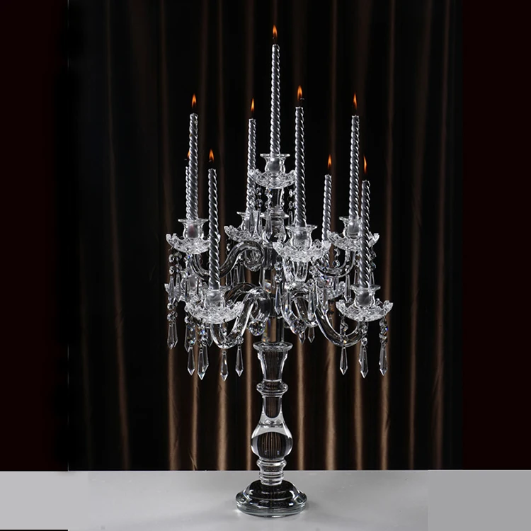 Crystal Candle Holder 9-arms Candle Stand 67cm Tall Wedding Event Candelabra Candle Stick