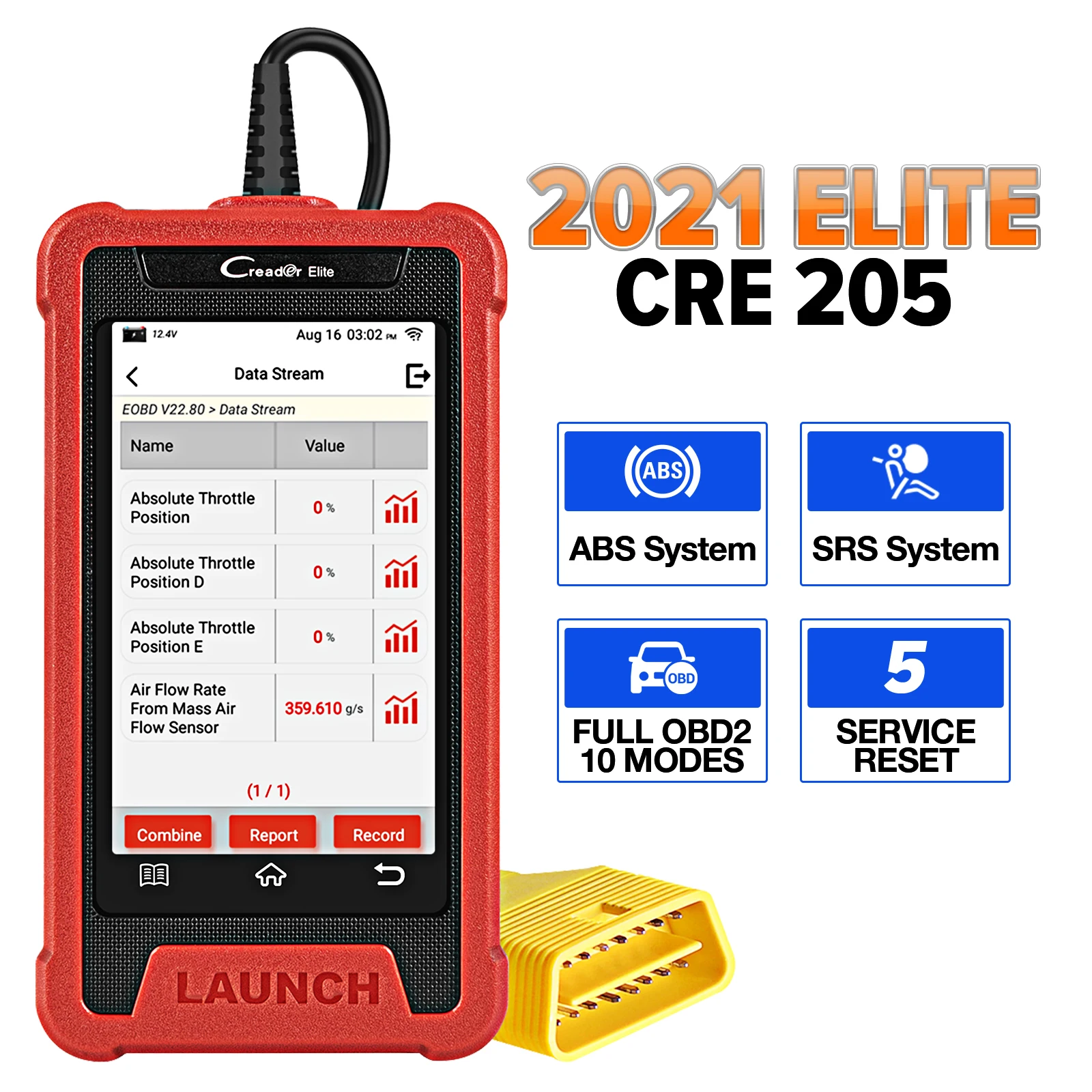 LAUNCH X431 CRE205 OBD2 Diagnostic Tool Work ABS Airbag SRS System EPB Oil TPMS SAS 16 Reset Services PK CRP129E Car OBD Scanner
