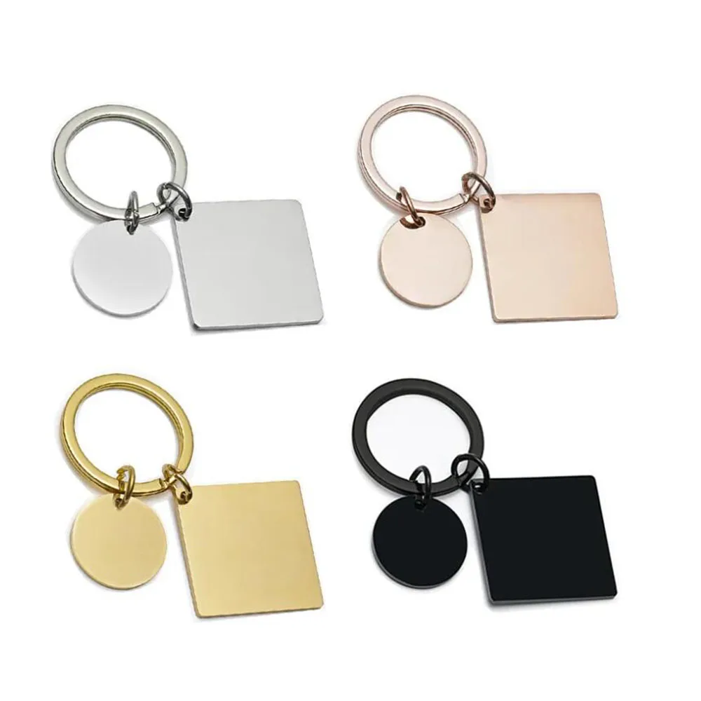 Accept Sustom Promotional Keyring Gift For Custom LOGO Square Round Shaped Calendar Steel Metal Tag Keychain