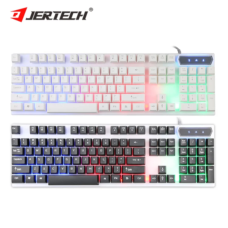 OEM Custom Jertech K358 Keyboard Desktop Optical RGB LED Rainbow Backlit Keyboard Wired Gaming Gamer Keyboard for Computer