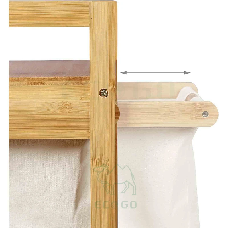 Space Saver Bamboo Laundry Basket Extendible Square Laundry Hamper With Shelf Portable Laundry Sorter With 30 Litre Inner Bag
