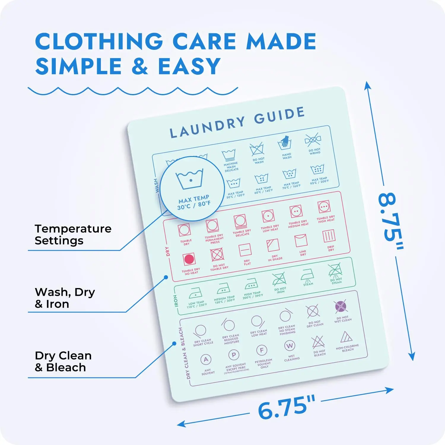 Customized Laundry Guide for Home Decor Fridge Magnet Laundry Symbols Magnet for Easy Clothing Care Magnetic Sheet