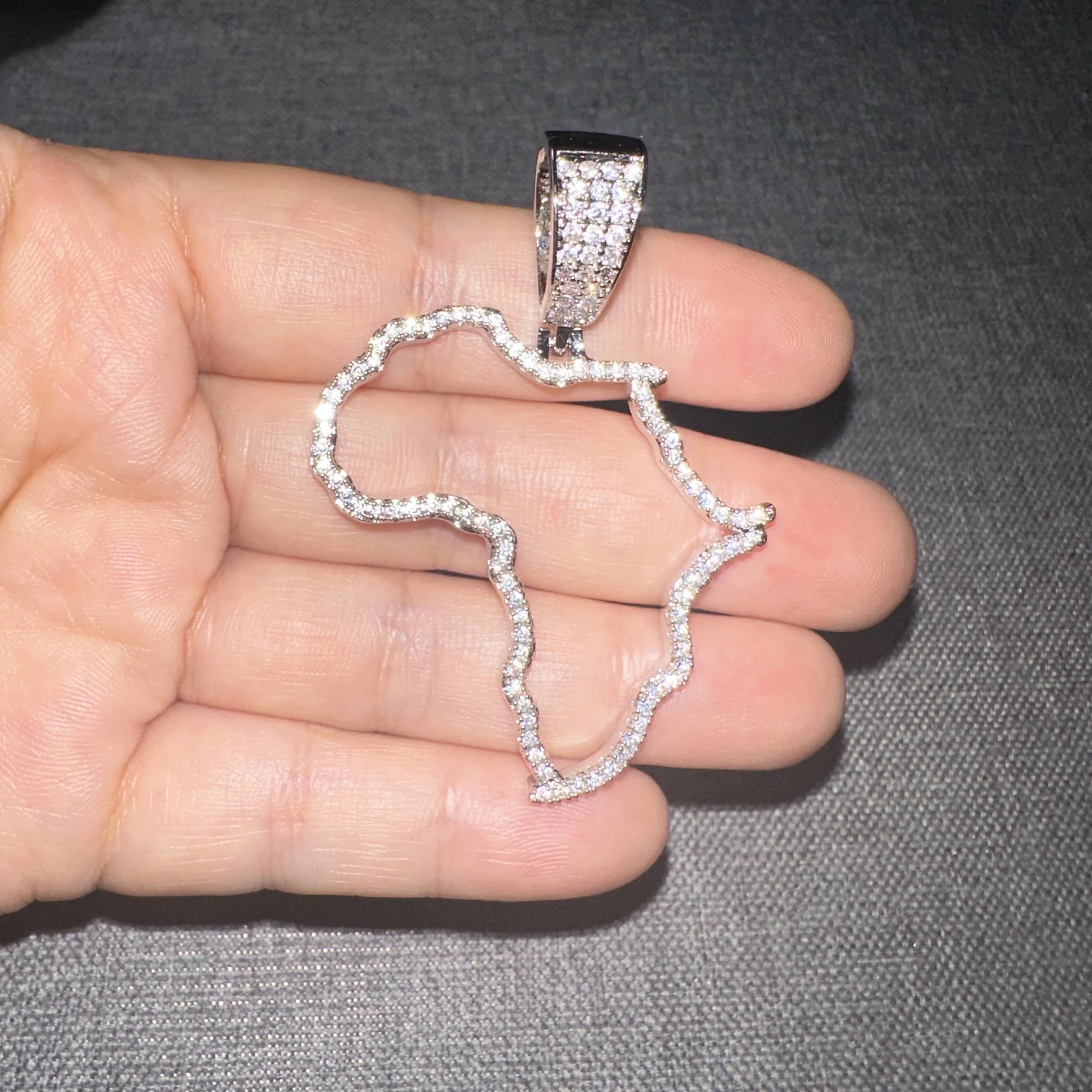 UWIN New Arrival Empty Africa Map Pendant 5A CZ Stone Gold Plating Hip Hop Pendant Necklace for Men Women