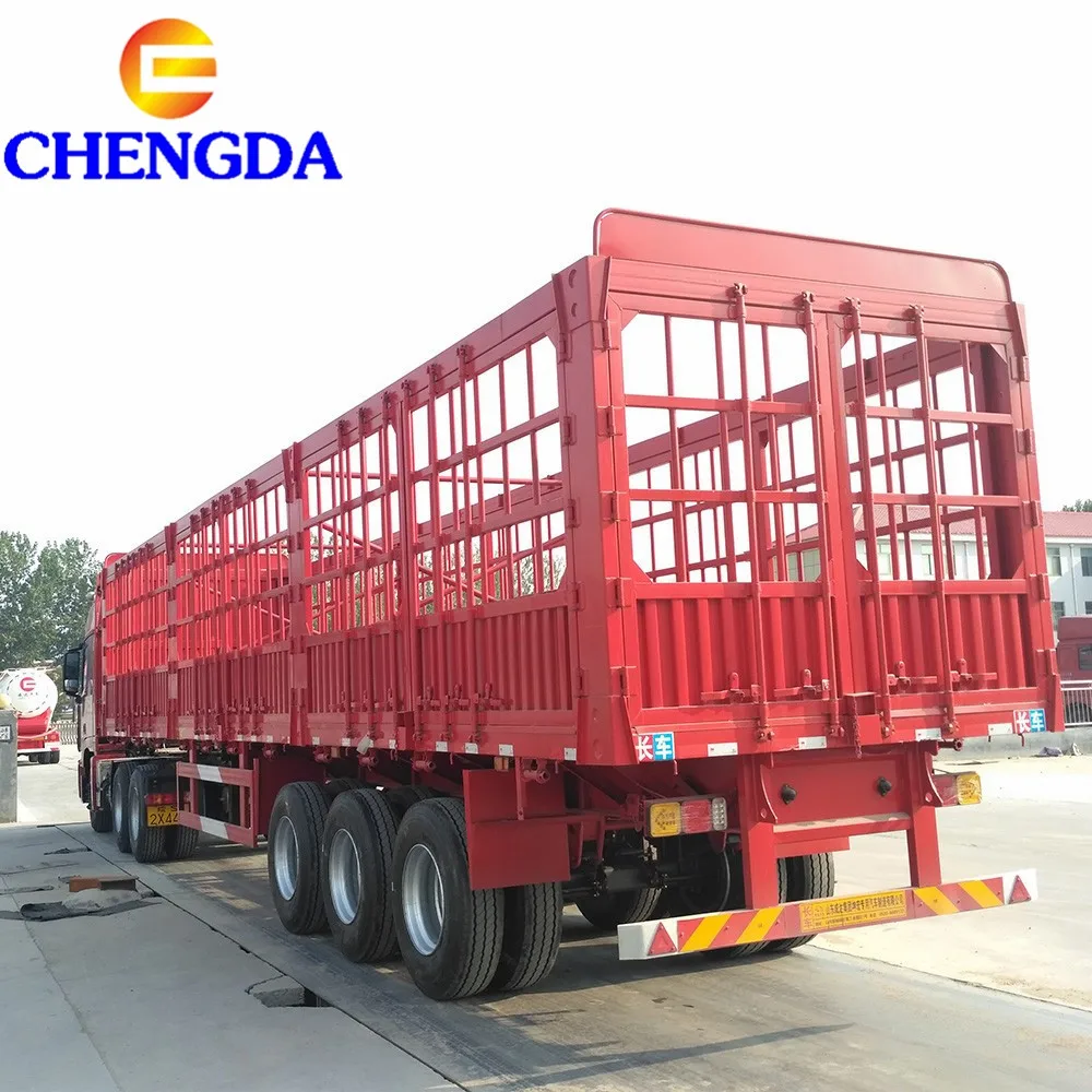 China Used Fence Semi 50 80 Ton Cattle Livestock Cargo Truck Trailer